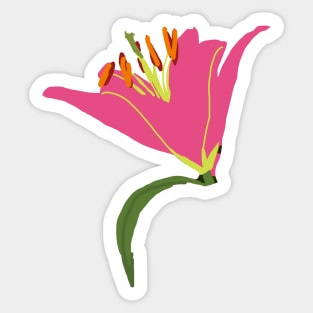 Pink Stargazer Lily Flower Abstract Painting Sticker